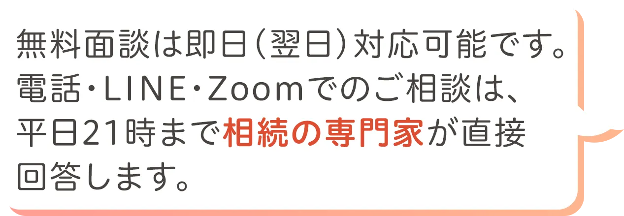 平日21時まで相続の専門家が直接回答します